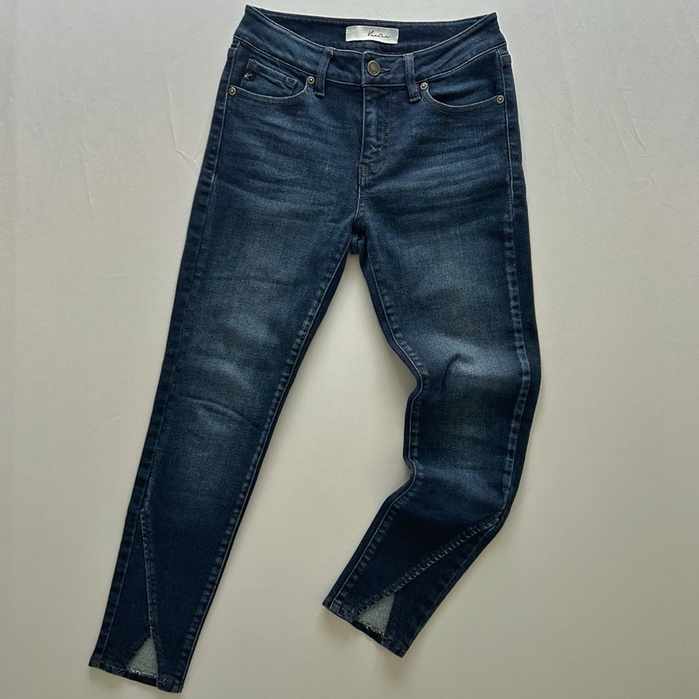 KanCan Dark Wash Skinny Jeans Split Ankle Detail Stretch Denim Size 3/25